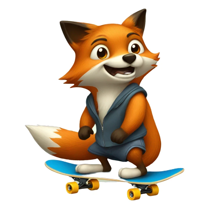 A fox riding a skateboard  sticker
