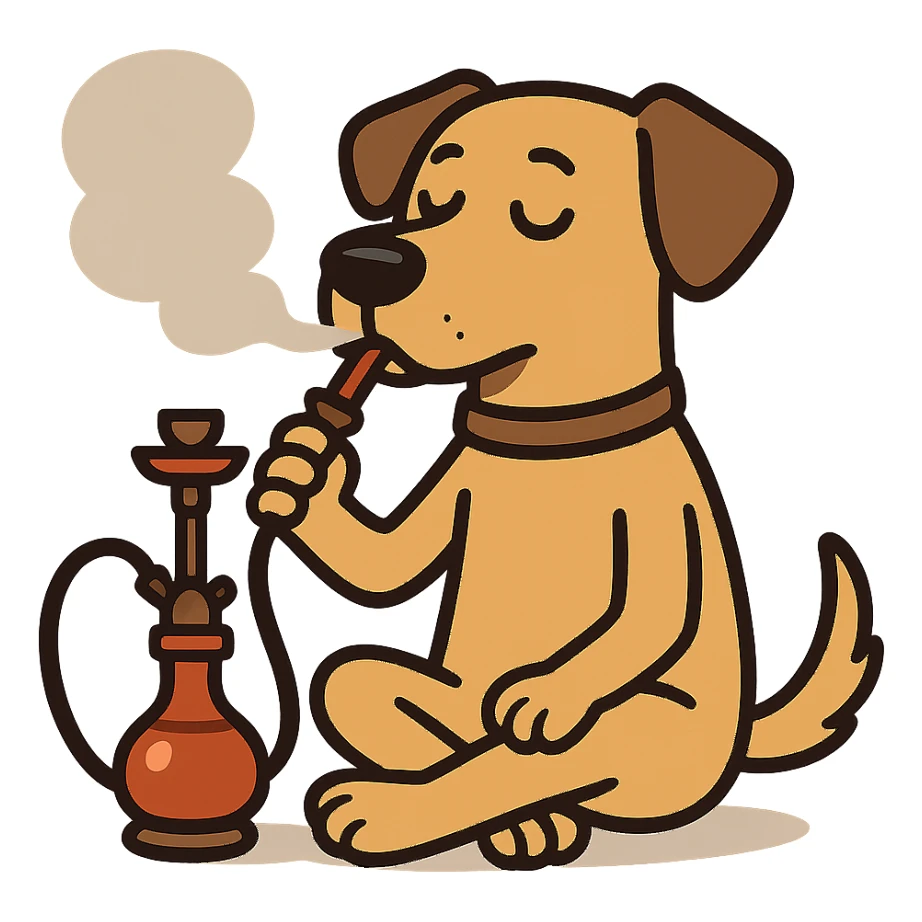 flat toon style dog smoking shisha sticker