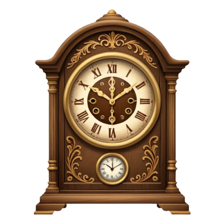 Vintage wooden table top clock sticker