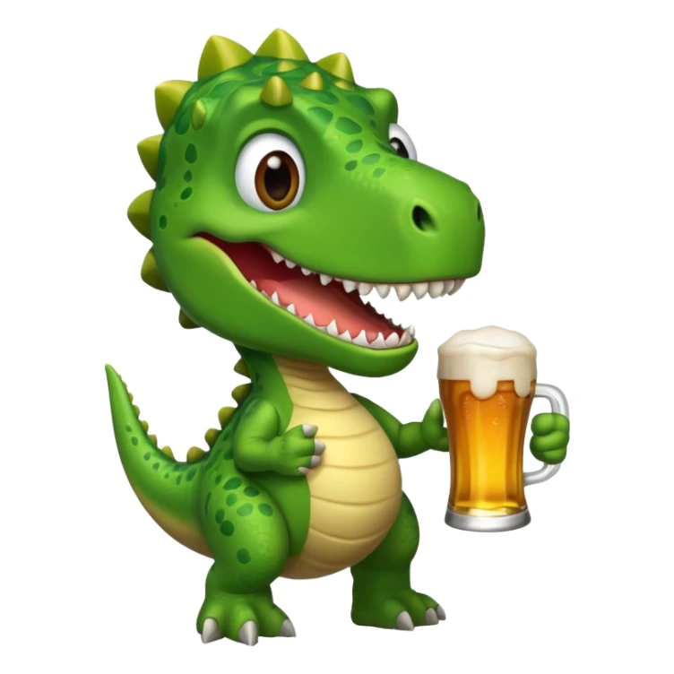 dinosaur holding beer sticker