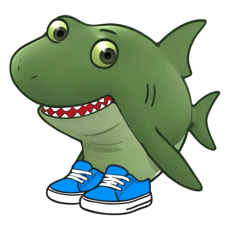 A shark with shoes blues sticker