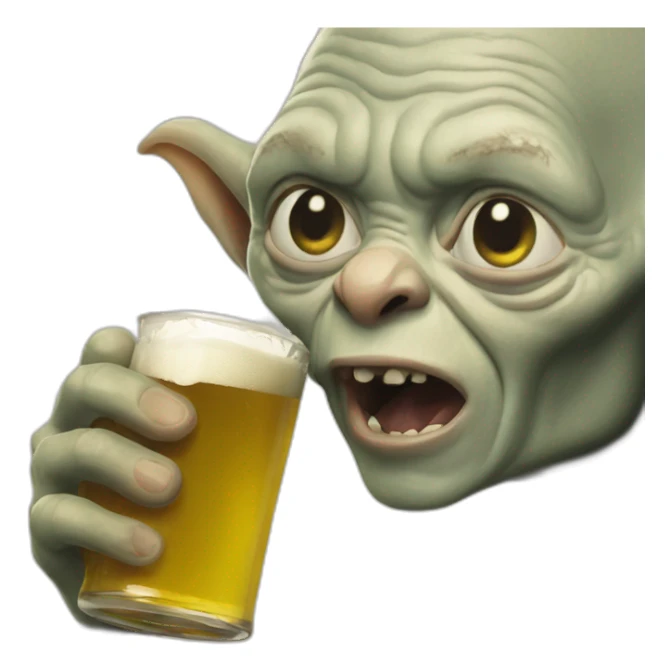 Gollum drinking beer sticker