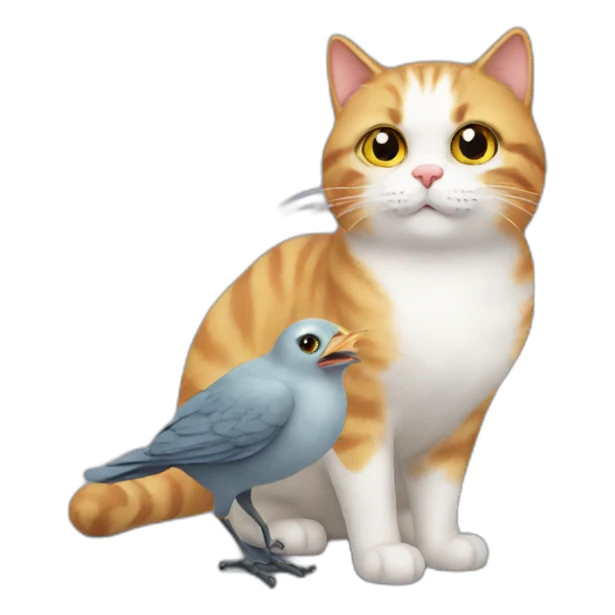 cat speaking with bird sticker