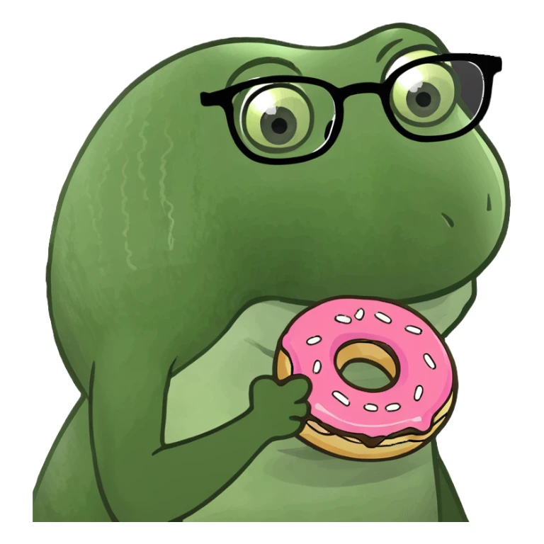 A fish eating a donut with glasses on sticker