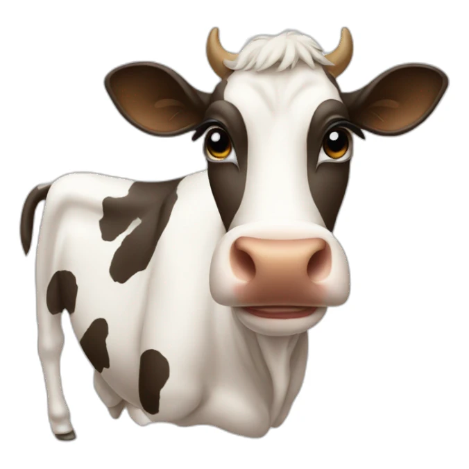 A cow with chad face sticker