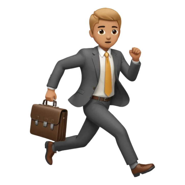 A man in a suit running with a briefcase sticker