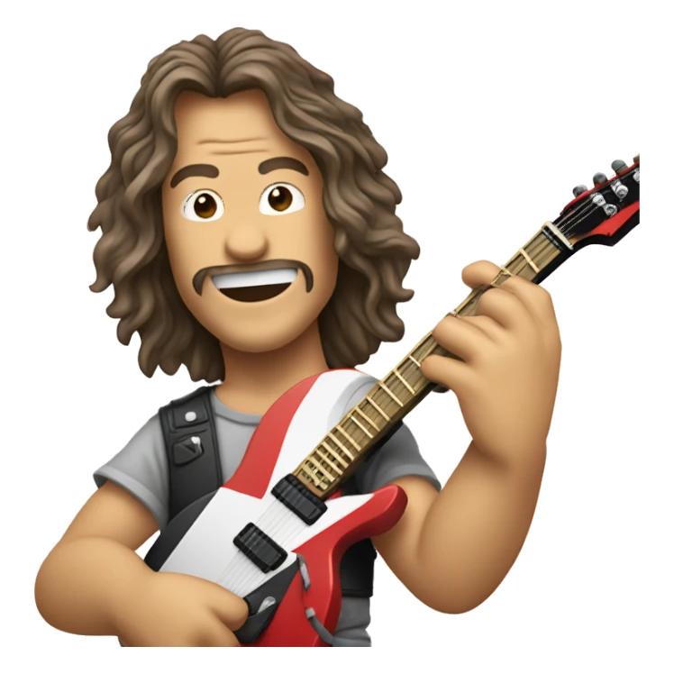 Eddie Van Halen holding his guitar sticker