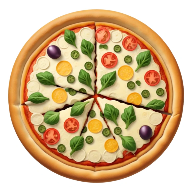 Whole cheese pizza with veggies on it  sticker
