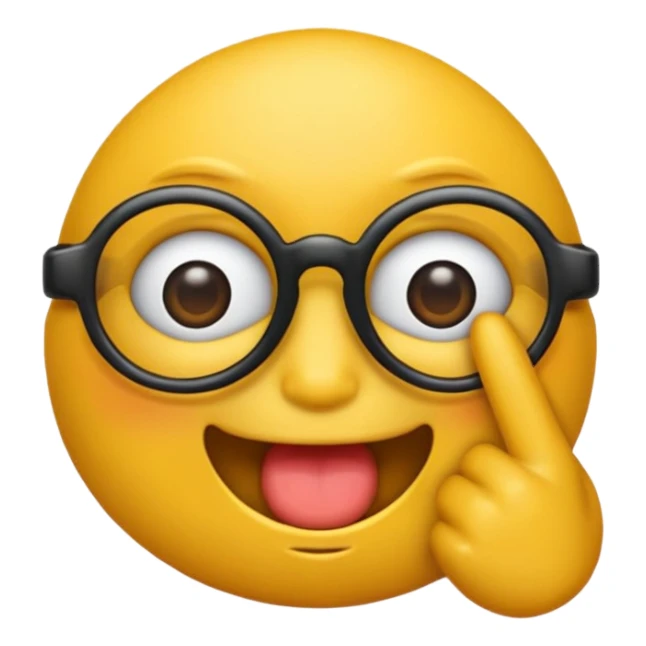 Criar emoji simples com óculos mostrando a língua e dando o dedo sticker
