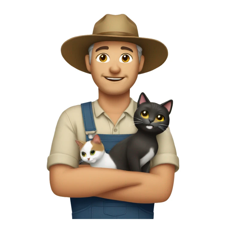 farmer with a cat sticker