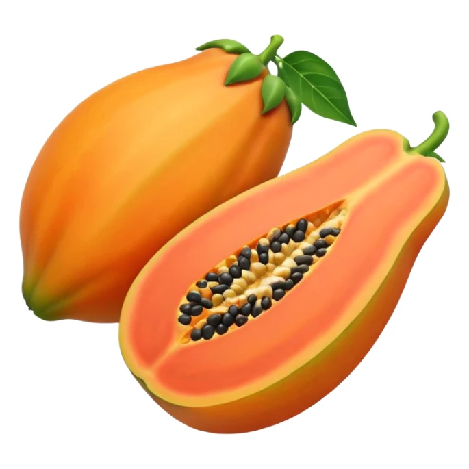 papaya fruit with leaf sticker