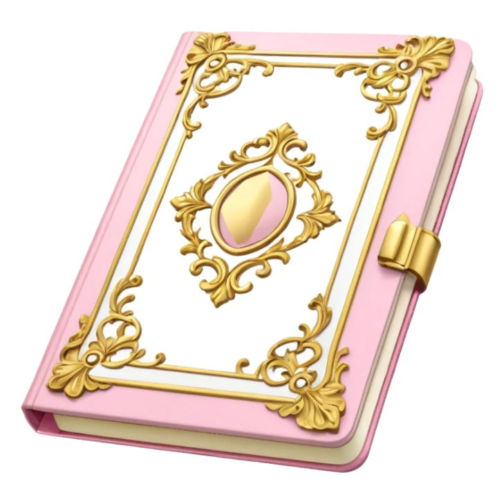 Notebook rococo style, gold and pink and white. angled view sticker