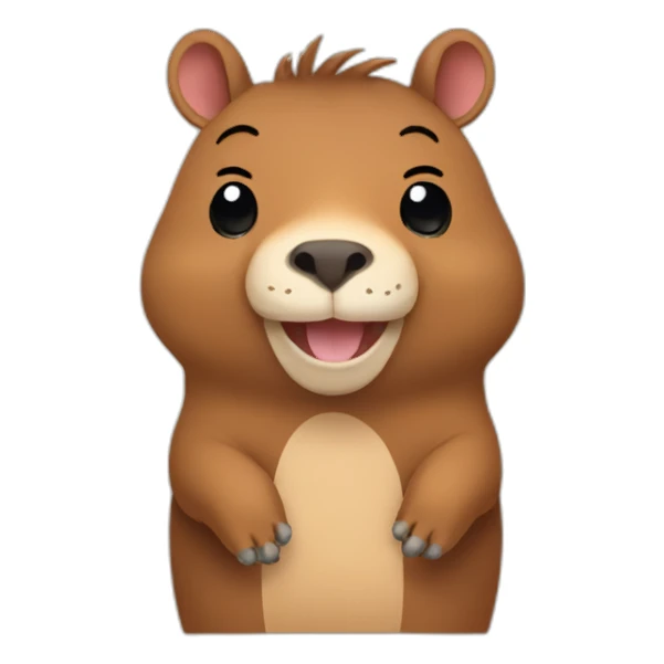 Cute capibara waving its hand with a smile sticker