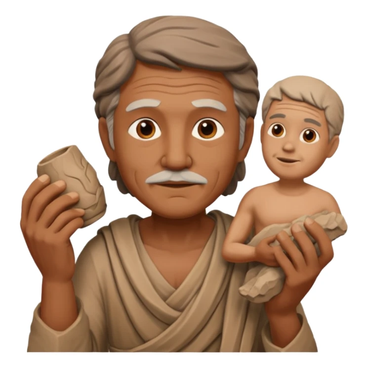 Ancient  man  with clay sculpture sticker
