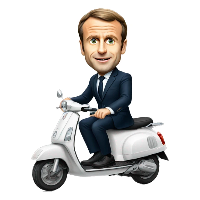 Emmanuel Macron en scooter sticker
