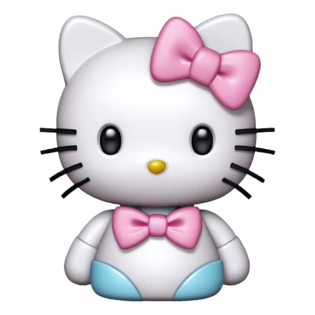 Isolated, 4D rendering, pixelated hello kitty, no human figures sticker