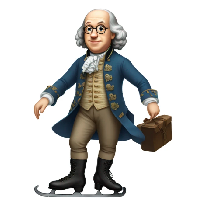 Benjamin Franklin on ice skates sticker