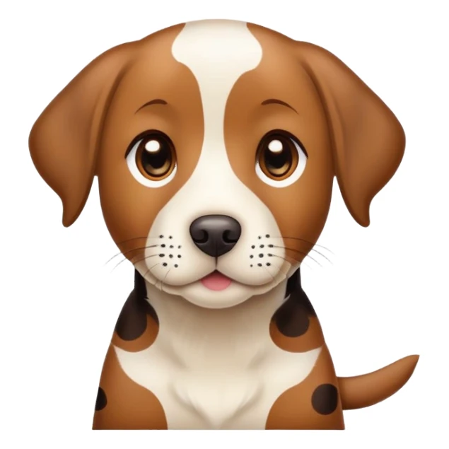 spotted brown Labrador retriever with calico pattern, friendly face sticker