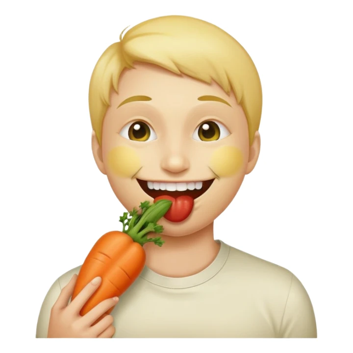 Smiley face gagging on a vegetable  sticker