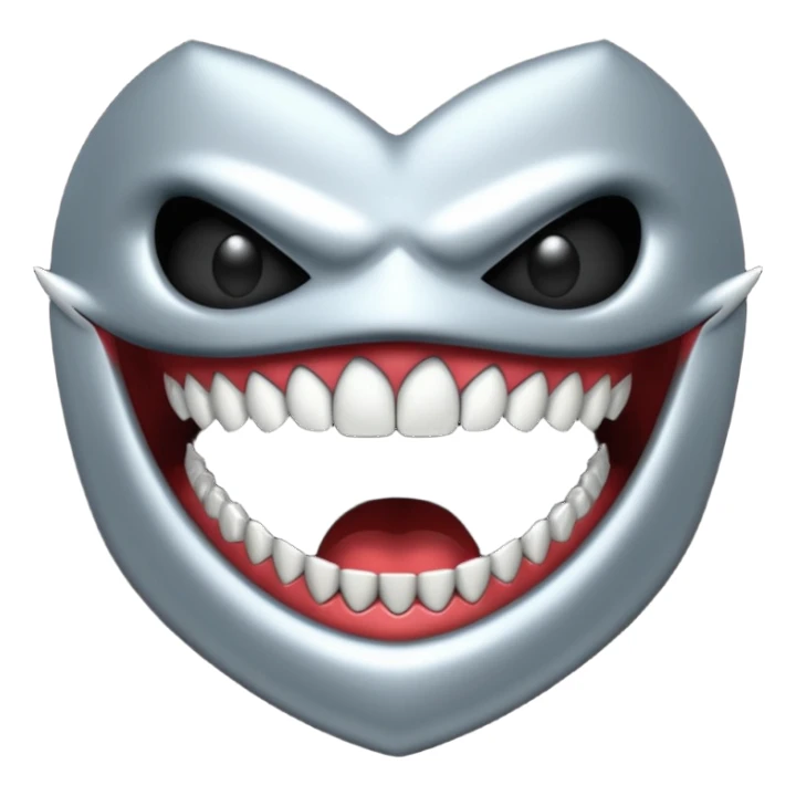 metallic teeth with sharp fangs, chrome texture, dark shadows sticker