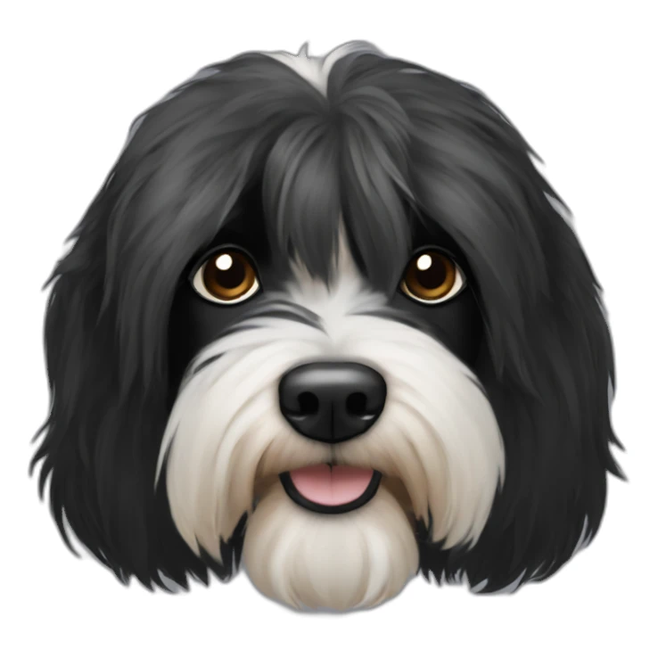 Tibetan terrier face black fur sticker