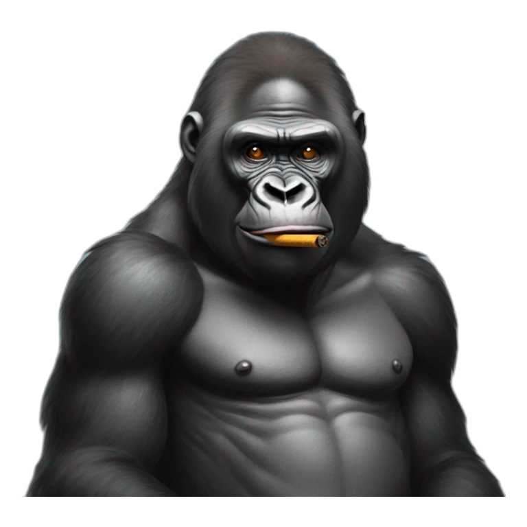 Bald headed gorilla with a cigar sticker