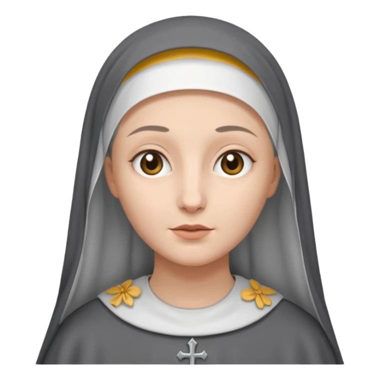 nun in white veil, grey robe sticker
