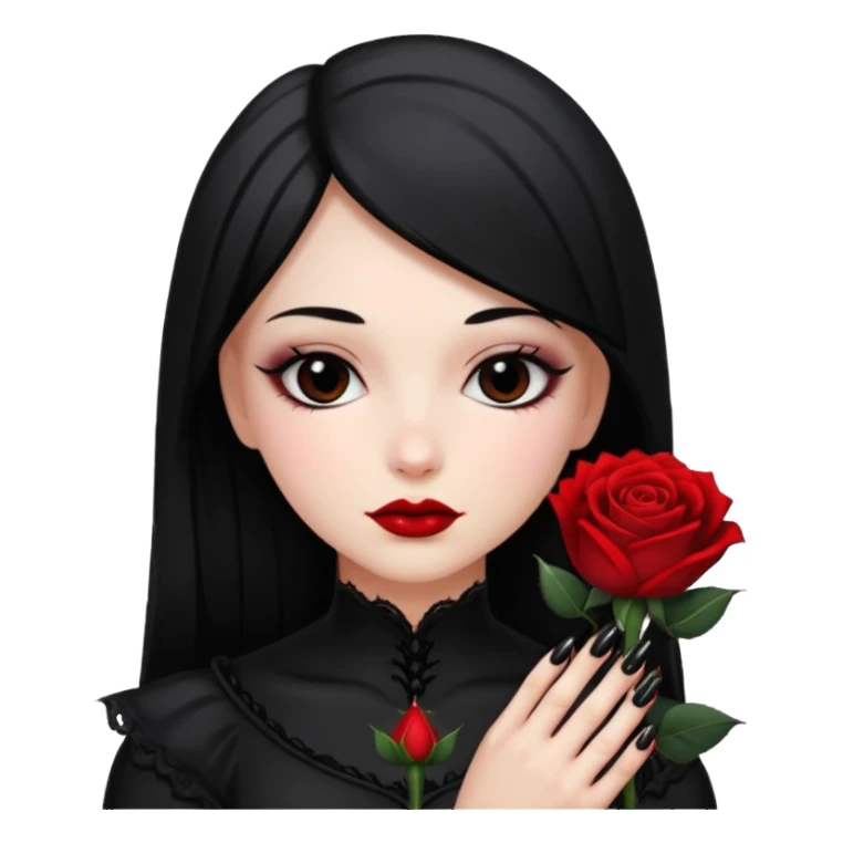 Gothic black nails holding rose  sticker