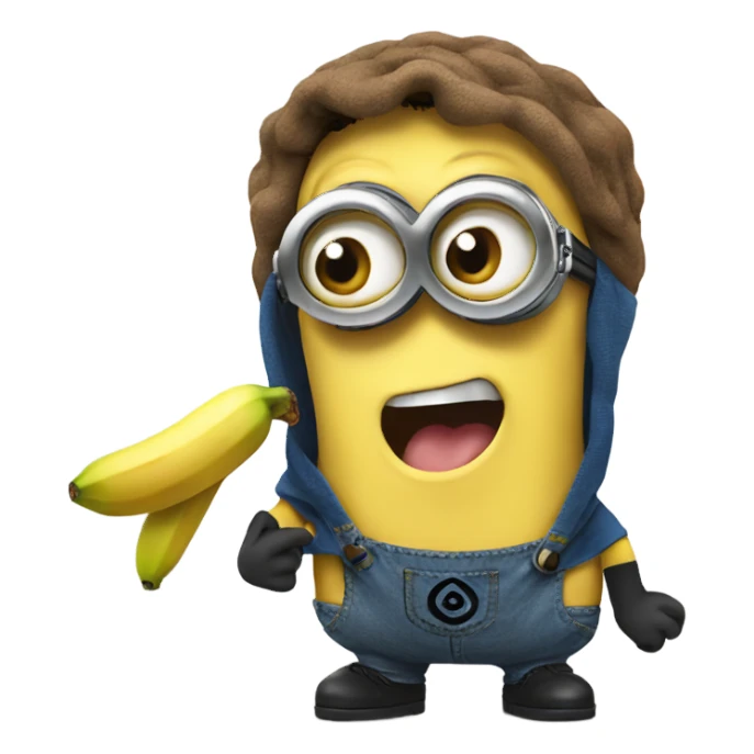 a minion eating a banana sticker