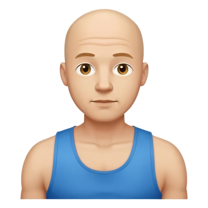 bald man in blue tank sticker