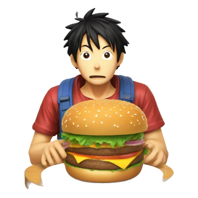 Luffy qui mange un burger sticker