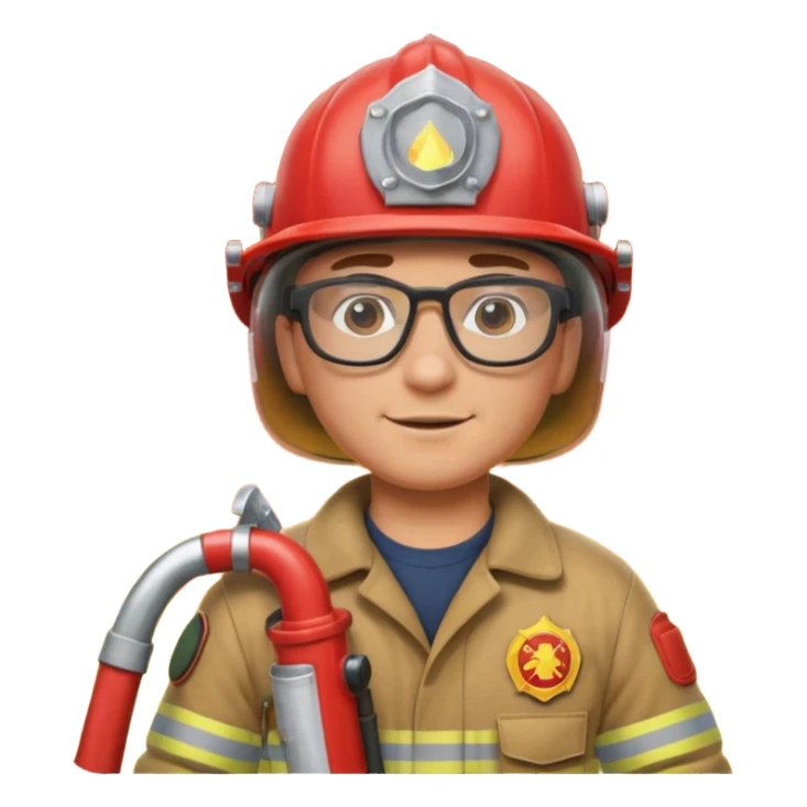 Fireman with glasses fire sticker