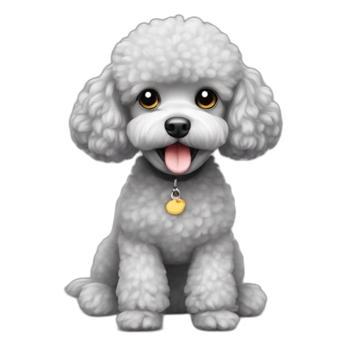 Toy poodle with grey toy mouse sticker