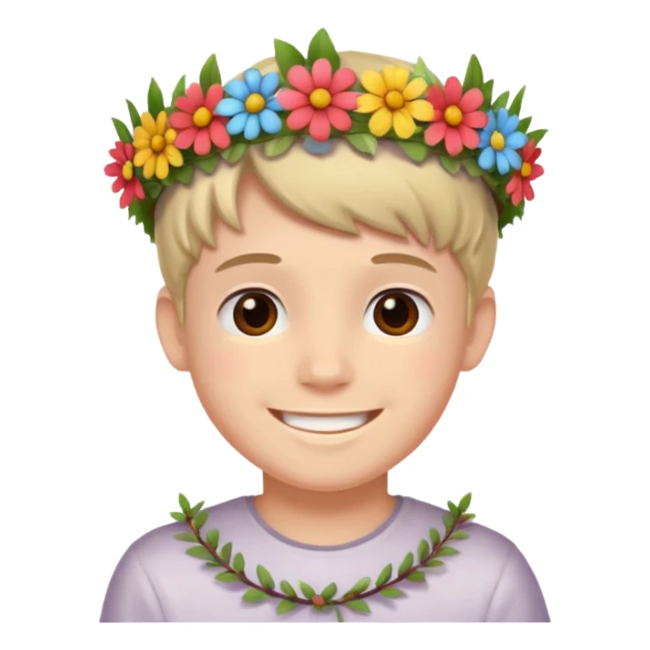 boy with flower crown sticker