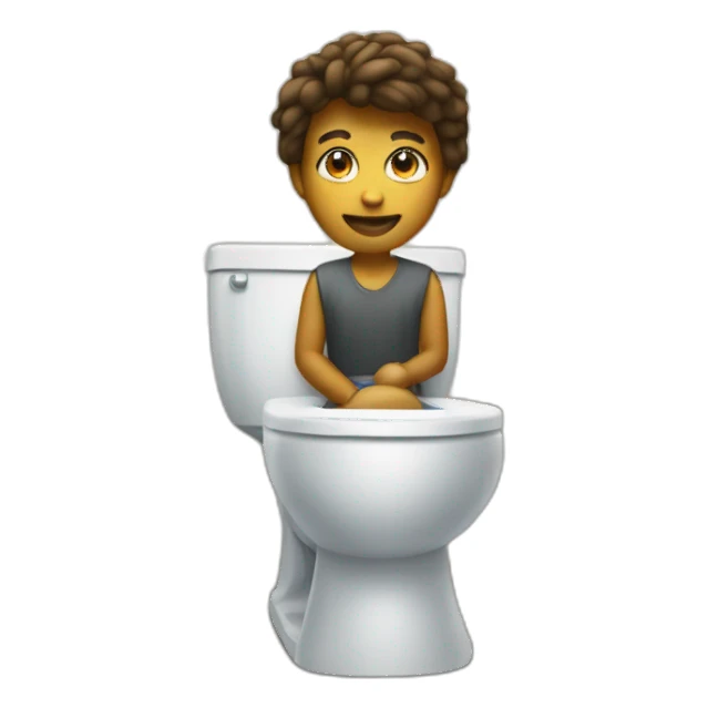 Human at toilets with sprite sticker