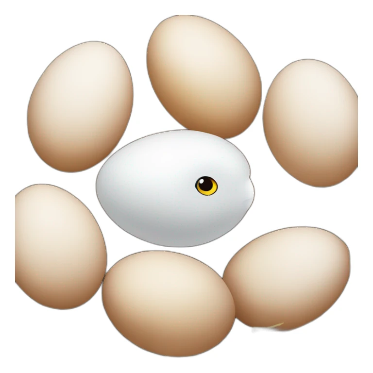 just a large eagle egg together with several smaller chicken eggs in a nest sticker