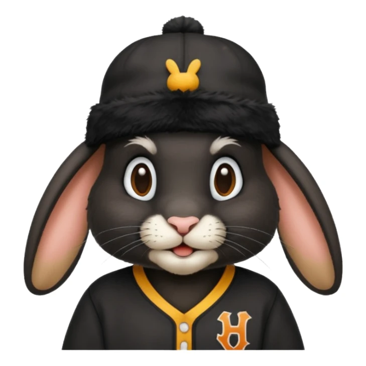 black rabbit with jersey and hat sticker