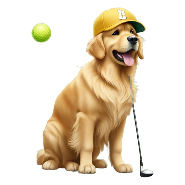 golden retriever golfing sticker