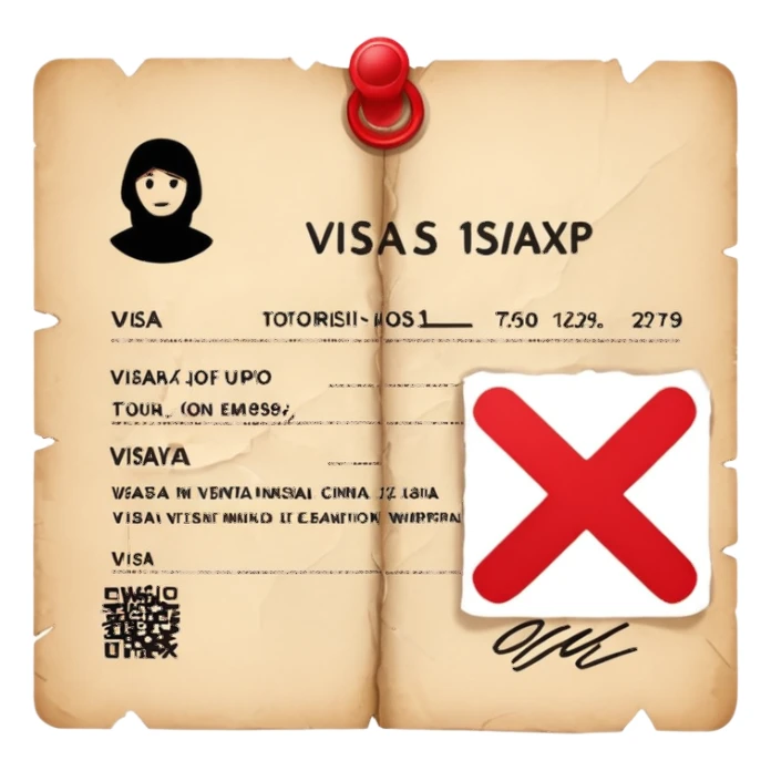 Tourist visa denied with an x sticker