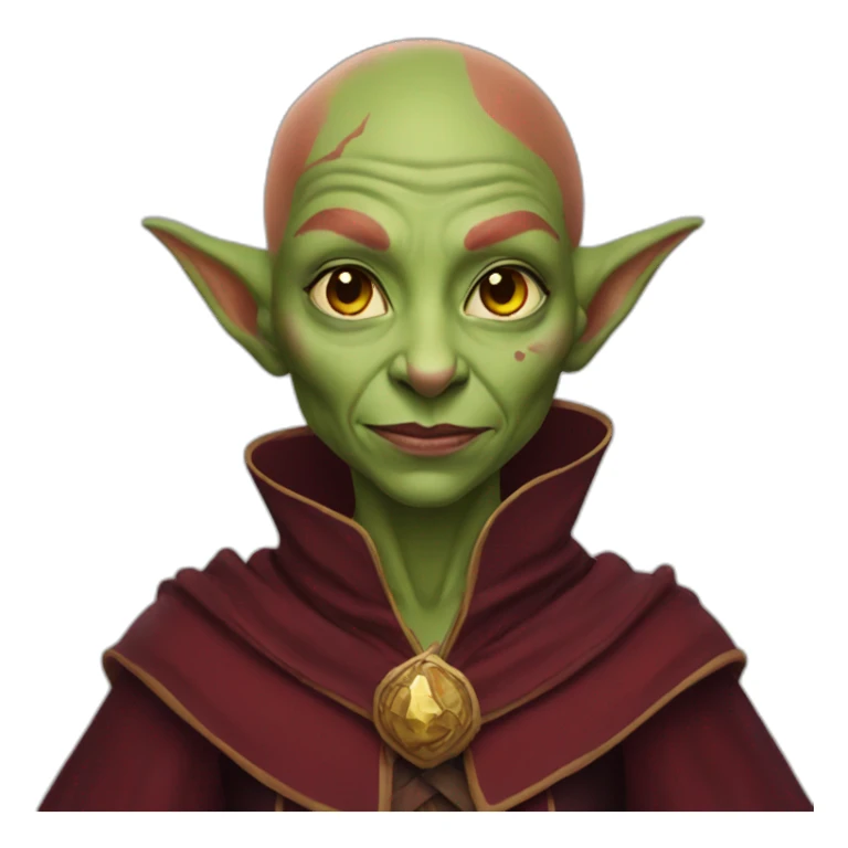 Red bald female goblin wizard sticker