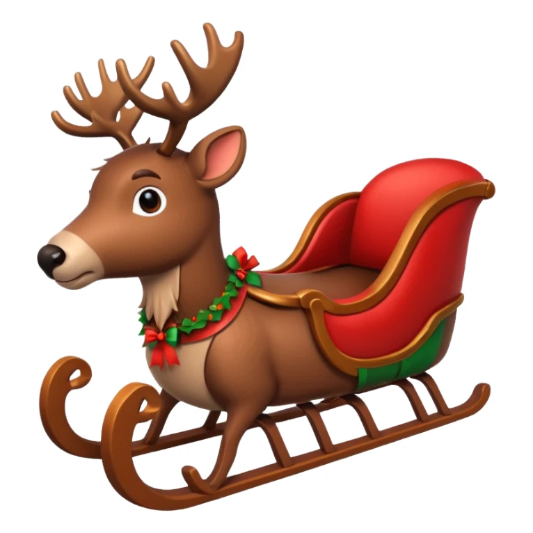 Reindeer on a sleigh with bow sticker