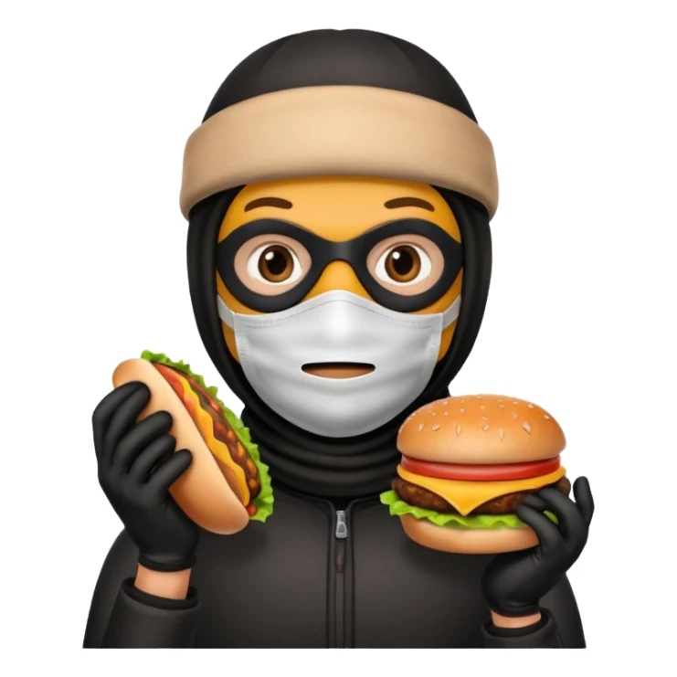 Burglar holding hamburger sticker