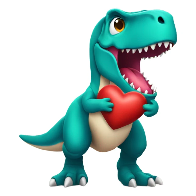 A t-Rex holding a heart  sticker