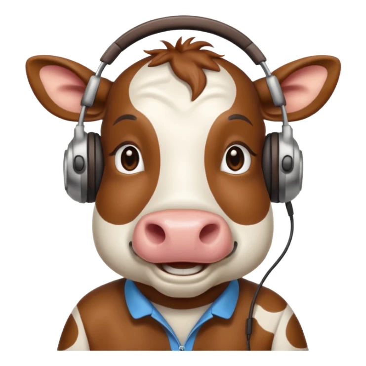 smiling cow wearing headphones sticker