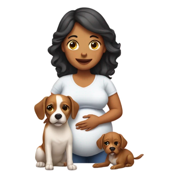 Pregnant lady with two dogs sticker