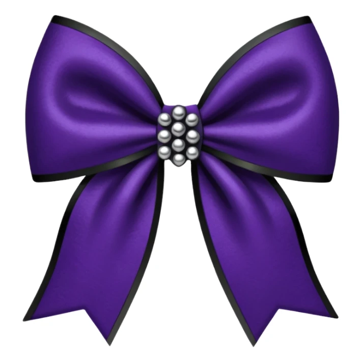 goth bow with velvet texture, deep purple and black, silver studs, dramatic shadows sticker