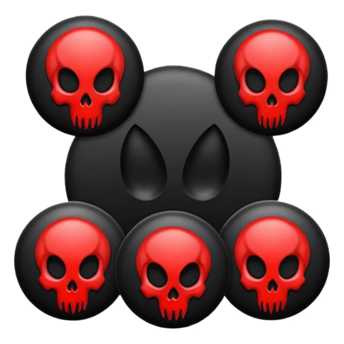 iOS sticker, dark mark, black shape, red dot, minimal sticker