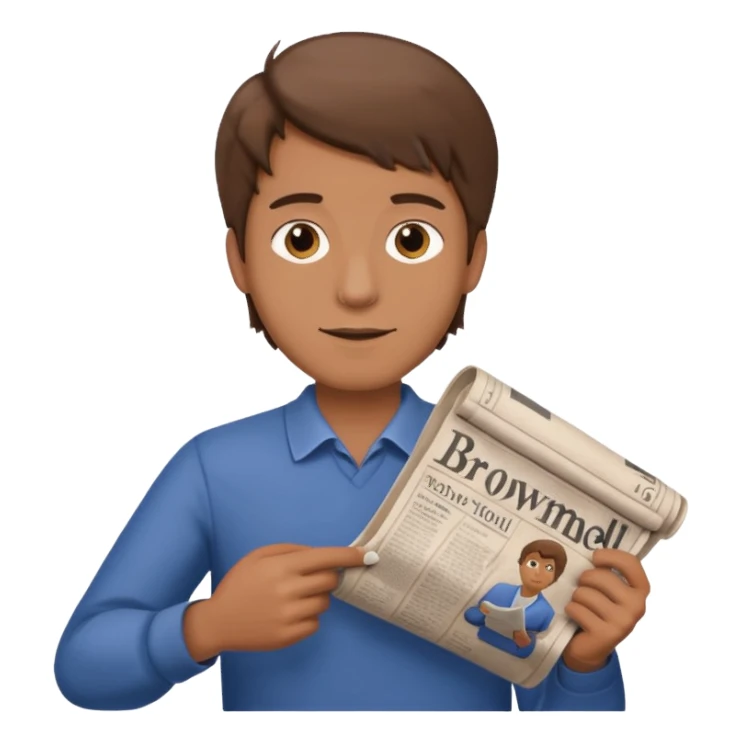 man with rolled newspaper sticker