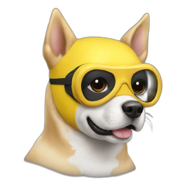 Superdog yellow with a mask sticker