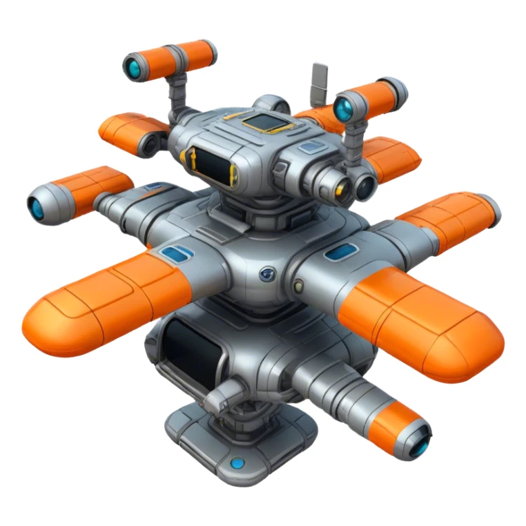 Orange, cyberpunk style, neon, gravity realistic space station sticker